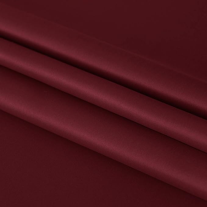 DWCN French Door Curtains – Rod Pocket Thermal Blackout Curtain for Doors with Glass Window, Christmas and Patio Doors for Privacy, 36 X 72 Inches Long, 1 Curtain Panel with Tieback,Burgundy