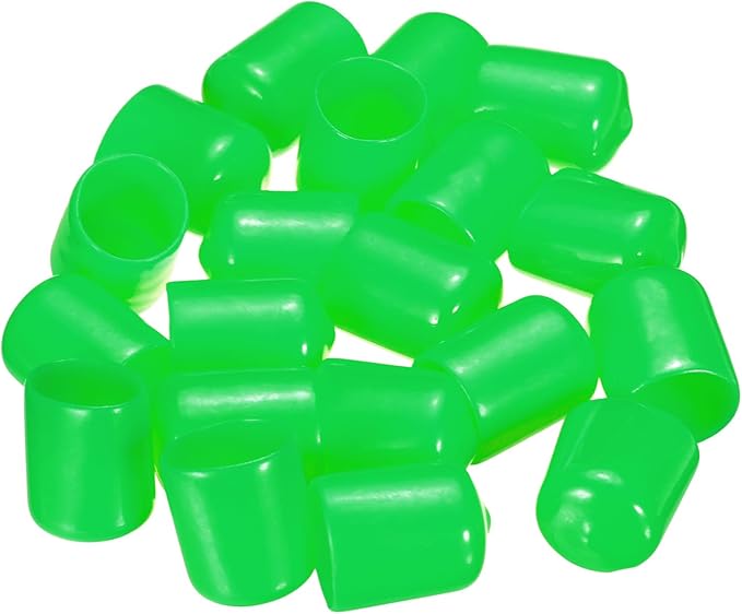 uxcell 20pcs Rubber End Caps 16mm(5/8") ID Vinyl PVC Round Tube Bolt Cap Cover Screw Thread Protectors Green