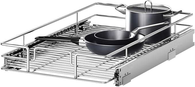 Pull Out Cabinet Organizer 9" W x 21½" D, Heavy Duty Cabinet Pull Out Shelves, Slide Out Drawers Organization for Kitchen Cabinets Bathroom