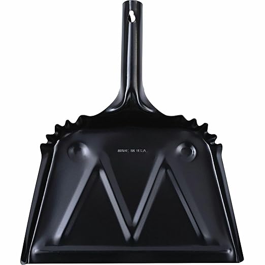Genuine Joe Heavy-Duty Black Metal Dustpan, 12"