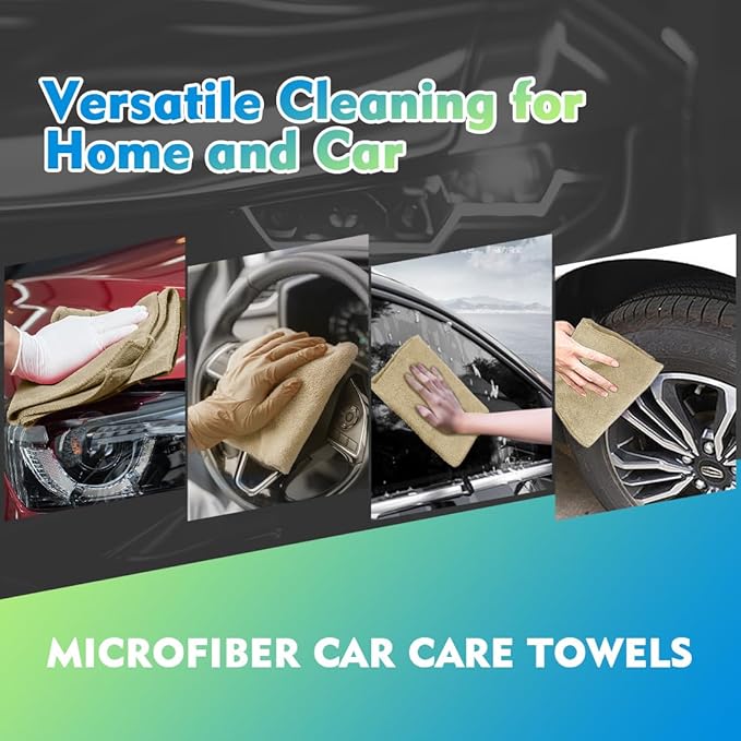 HOMEXCEL Brown Microfiber Cleaning Cloth 12 Pack, 12.5 x 12.5 inch Microfiber Towels for Cars, Ultra Absorbent Car Washing Cloth, Lint Free Streak Free Cleaning Rags for Car, Kitchen, and Window