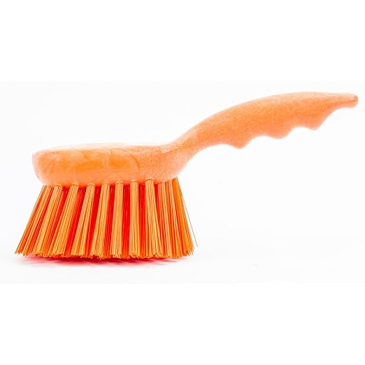 SPARTA 40541EC24 Plastic Scrub Brush, Utility Brush, Kitchen Brush With Hanging Hole For Cleaning, 8 Inches, Orange, (Pack of 6)