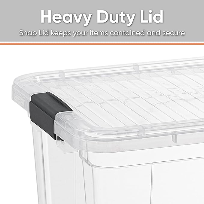 Superio Clear Storage Boxes with Lids, 20 Quart Plastic Container Bins for Organizing, Stackable Crates, BPA Free, Non Toxic, Odor Free, Organizers for Home, Office and Dorm, 4 Pack