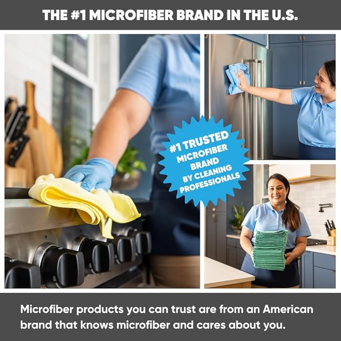 MW Pro Microfiber Cleaning Cloth | Brown | 12 Pack | 16” x 16” | Coffee, Barista, Espresso Towels - Clean, Dust, Polish, Scrub, Absorbent