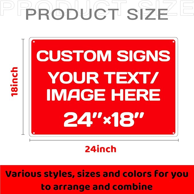 Personalized Aluminum Weatherproof Metal Signs - Custom Text & Picture, Multiple Sizes - Hazard, Garden, Custom Door & Business Signs