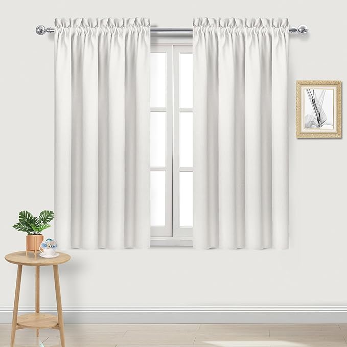 DWCN Blackout Curtains Thermal Insulated, Energy Saving & Noise Reducing Bedroom and Living Room Curtains, Ivory, W 38x L 54 Inch, Set of 2 Rod Pocket Curtain Panels
