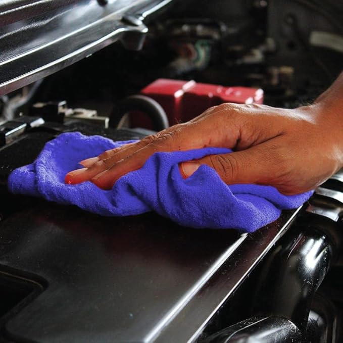 Shop Towels (Blue, 1000-Pack) - Bulk Cleaning Towel in a Bag, Mechanic Cotton Wipes for Car Maintenance, Auto Mechanics & Garage, Wipe Grease & Oil, Machine Wash & Reusable