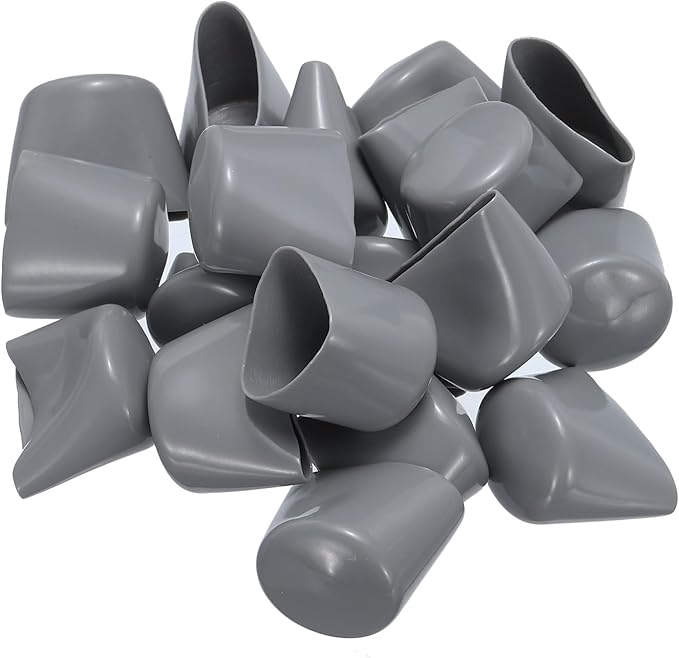 uxcell 20pcs Rubber End Caps 30mm ID Vinyl PVC Round Tube Bolt Cap Cover Screw Thread Protectors Grey