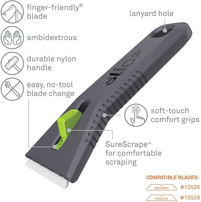 10593-CS Auto-Retracting, Utility Scraper, Locking Ceramic Blade, Rust Free, Finger Friendly, Soft-Touch Comfort Grips Reduce Strain, 12 Pack