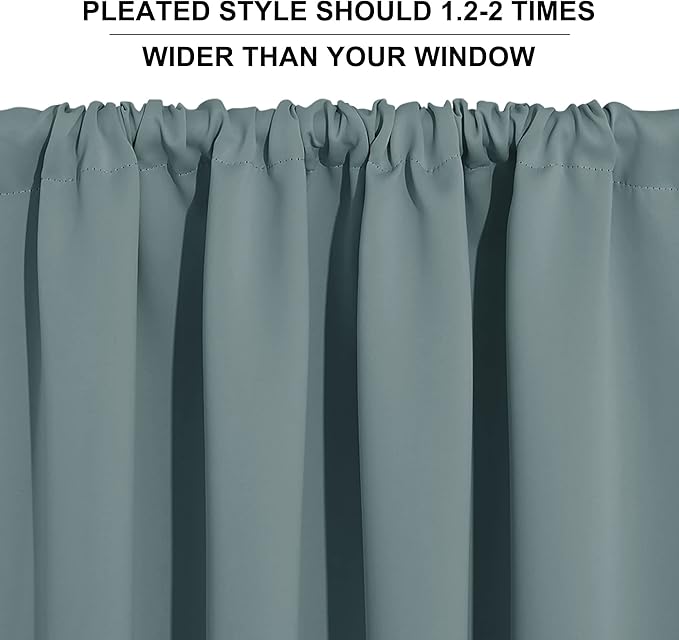 RYB HOME RV Curtains Blackout - Thermal Insulating Privacy Door Windows Camper Curtains for Kids Nursery RV Bunk Bedroom Windows Bathroom, Width 29 x Length 24, Dusty Blue, 2 Pcs