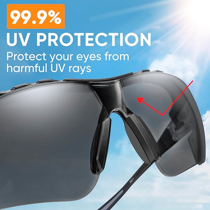 TICONN Anti-Fog Safety Glasses for Men and Women, ANSI Z87.1 Scratch Proof Eye Goggles with Adjustable Arms and UV Protection
