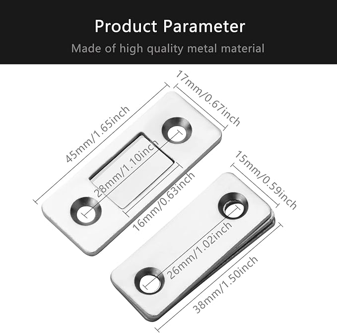 Cabinet Magnetic Catch, 20 Pack Ultra Thin Magnetic Cabinet Door Catch, Adhesive Cabinet Magnets for Kitchen Drawer Cabinet Door Closet, Concealed Strong Magnetic Cabinet Latch