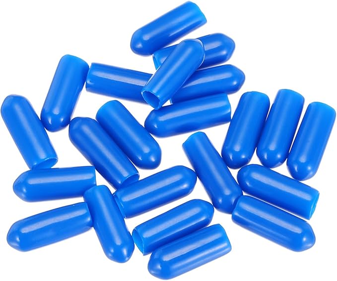 uxcell 20pcs Rubber End Caps 5mm(3/16") ID Vinyl PVC Round Tube Bolt Cap Cover Screw Thread Protectors,Blue