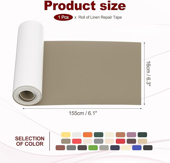PATIKIL Leather Patches Tape for Furniture, 6.3 x 61 Inch Self Adhesive Vinyl Leather Repair Kit Cover Sheet for Couch, Sofa, Car Seats, Office Chair, Gray Khaki