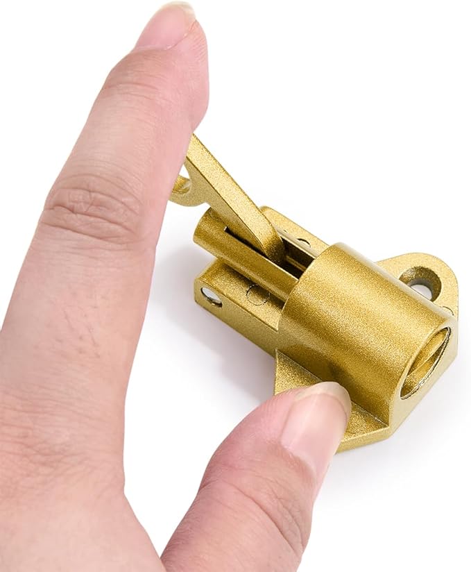 3 Packs Self-Closing Latches，Gold Spring Door Lock，Resilient Bolt Latch Aluminum Alloy Safety Automatic Spring Barrel Slide Door Lock with Screws,Used for Gate,Window and Cabinet etc