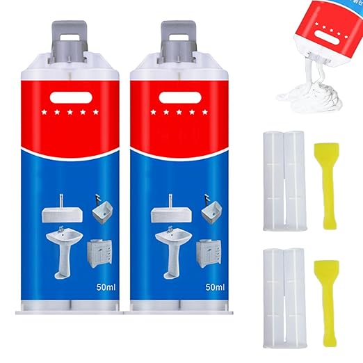 Tile and Ceramic Glaze Repair Paste,Ceramic Tile Crack Repair,Porcelain Sink Repair Kit,Tilegrout Repair,for Bathtub Tilefloors,Sinks, and Toilets (2PC)