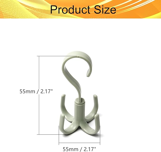 2Pcs Rotating Belt Hanger 360 Degrees Rotatable Organizer with 4 Hooks for Drying Towels Bras Clothes Gloves Plastic Laundry Sock Drying Hanger Nordic Green