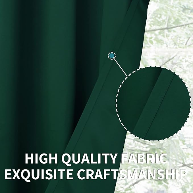 BGment Emerald Green Blackout Curtains 54 Inches Length - Thermal Insulated Rod Pocket Short Room Darkening Drapes for Bedroom Kitchen Bathroom, 42 x 54 Inch, 2 Panels