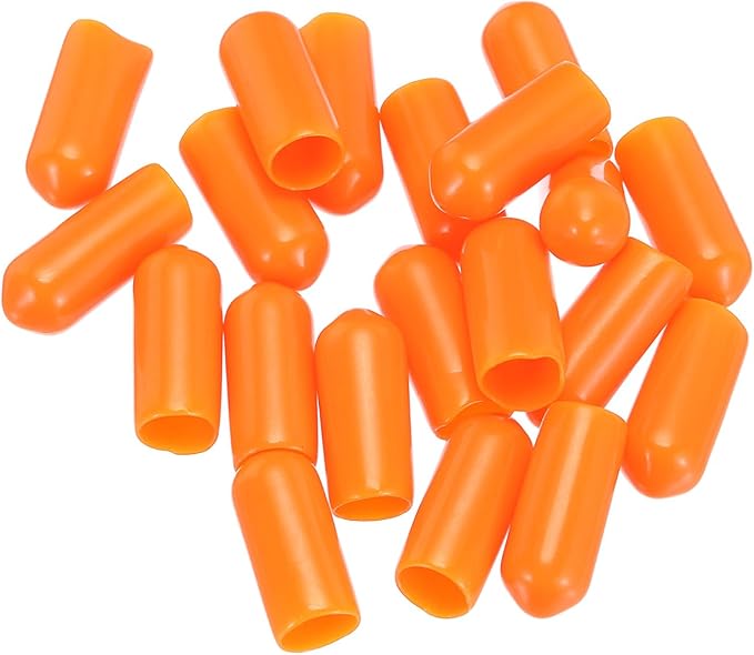 uxcell 20pcs Rubber End Caps 6mm(1/4") ID Vinyl PVC Round Tube Bolt Cap Cover Screw Thread Protectors,Orange