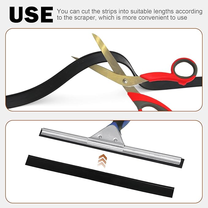 4 Rolls Rubber Replacement Blades, 41 Inch Squeegee Blade x3, 18 Inch x1, Silicone Squeegee Rubber Refill for Windows, Glass, Shower Doors Cleaning