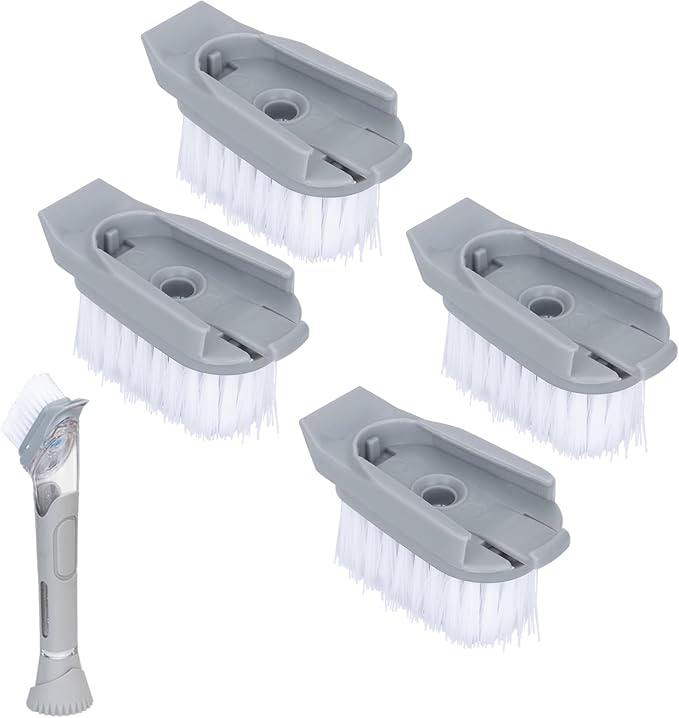 4 Pack Dish Brush Refills Compatible with Scrub Daddy Dish Wand, Replacement Heads for Soap Dispensing Brushes, Heavy Duty Brush Cleaning Head Fits Soap Dispensing Handle for Kitchen Cleaning