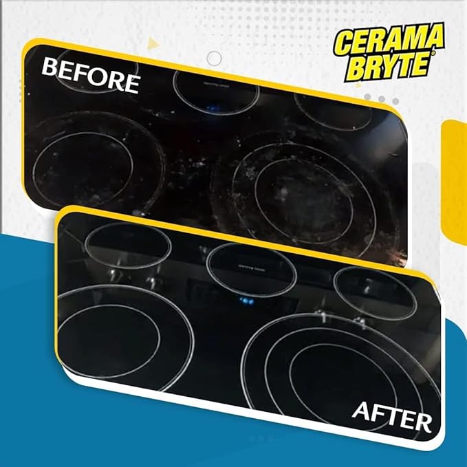 Cerama Bryte Removes Tough Stains Cooktop and Stove Top Cleaner for Glass - Ceramic Surfaces, 18 Ounces, 2 Pack