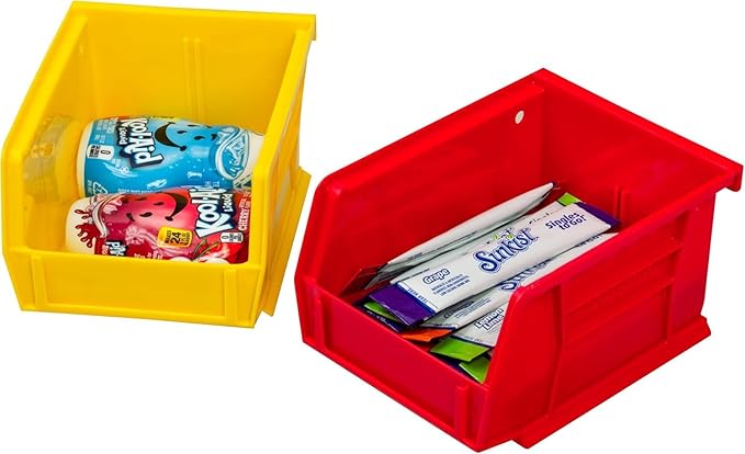 Akro-Mils 30210 AkroBins Plastic Storage Bins, Space-Saving Stackable Bins for Garage, Pantry, Craft Organization, 5-" x 4-" x 3-", Yellow, 24-Pack
