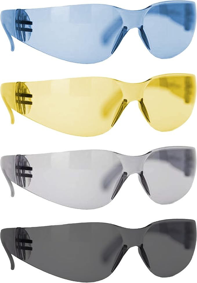 BISON LIFE Safety Glasses - Scratch Resistant Wrap Around Eyewear, Polycarbonate ANSI Z87.1 Impact Resistant Lens