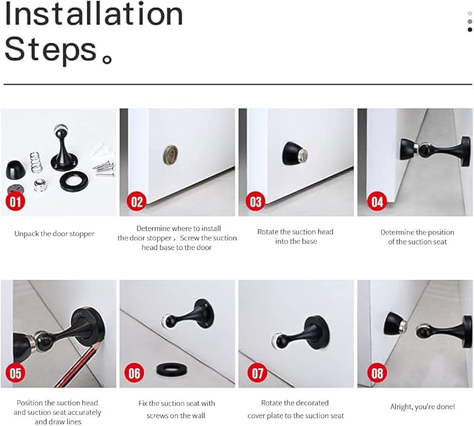 YAGU 2 Pack Magnetic Door Stoppers Holder, Zinc Alloy Bright Gold Door Stops Catch Wall Floor Mounted, Magnet Metal Soft-Catch