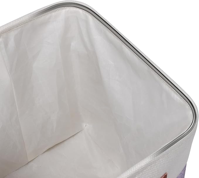 Univivi 10.5 Inch Fabric Cube Bins with Hard Bottom, 4 Pack Storage Baskets with PU Handles for Shelves Closet Foldable Storage Bins for Organizing (Purple,10.5" x 10.5" x 11")