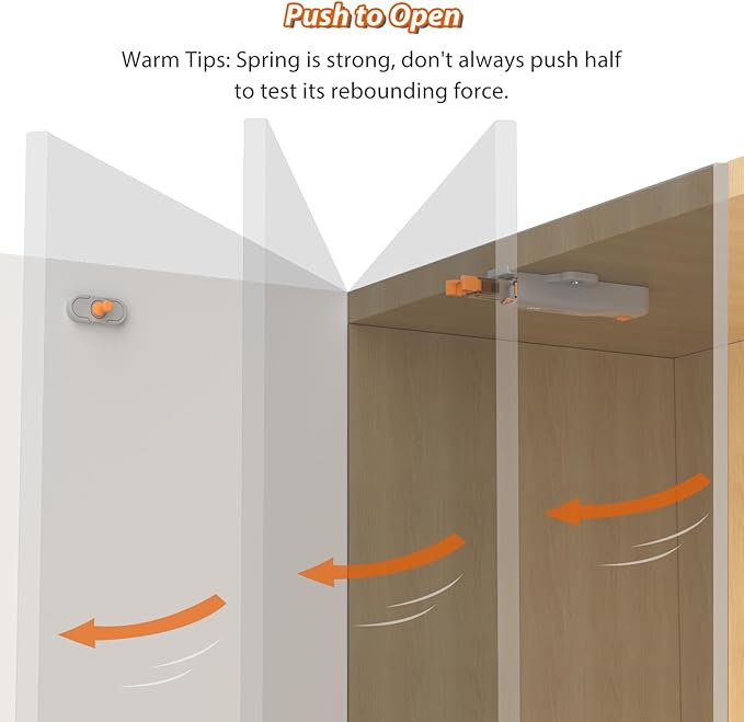 Push Touch Latches for Cabinets, Jiayi 4 Pack Heavy Duty Push Lock Door Latch, Cabinet Press Out Latch for Door, Non Magnetic RV Drawer Catch Closure, Open Latch Kitchen Hidden Door Opener