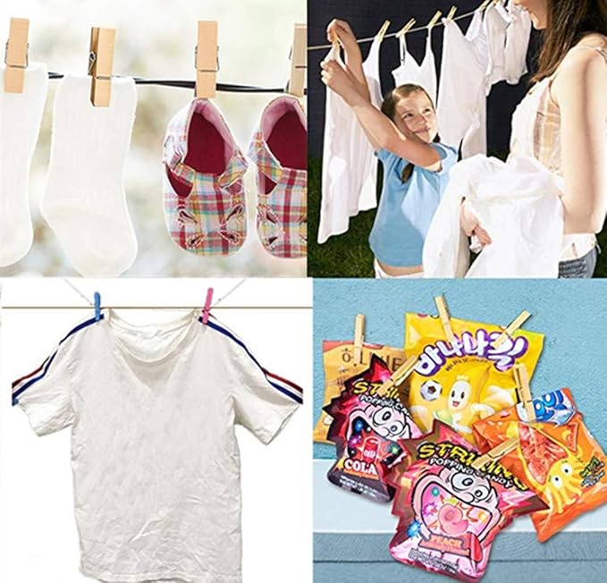 50pcs Small Wood Clothes Pins Pegs Strong Hangers Picture Display Art Craft Clip Clamps Party Wedding Office Decor Wire Clothesline