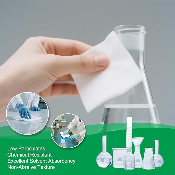 Cleanroom Wipes 4"x4" (1200 Pcs, Cellulose/Polyester Blend, Grade B, 56GSM) Lint Free Wipes for Laboratory, Electronics, Pharmaceutical,Printing,Automotives and Semiconductor Industries
