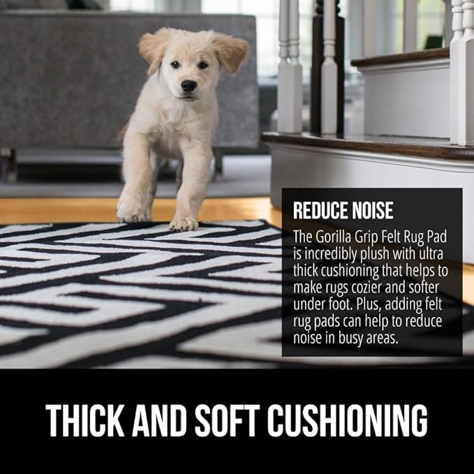 GORILLA GRIP Felt and Natural Rubber Stay in Place Slip Resistant Rug Pad, 1/4in Thick, 2x3 FT Protective Padding Under Area Rugs, Cushioned Gripper Pads, Carpet Runners, Hardwood Floors Protection