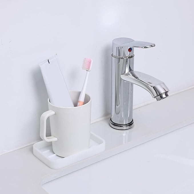 Silicone Kitchen Sink Organizer Tray for Multiple Usage,Easy Clean Sponges Holder for Kitchen Bathroom Counter or Sink,Dish Soap Dispenser,Scrubber,Bottle,Cup White 4.9”x 3.2”