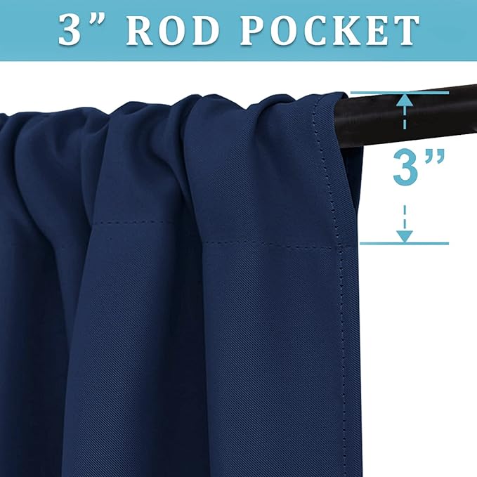 RYB HOME Blackout Curtains for Kitchen, Over Sink Privacy Curtains Window Decor, Thermal Insulating Drapes for Bathroom Cafe Bedroom Small Window, W 42 x L 24 inch, Navy Blue, 2 Panels