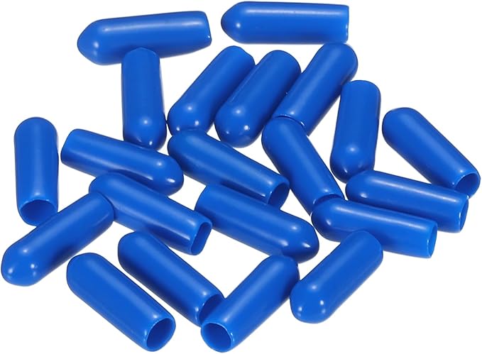 uxcell 20pcs Rubber End Caps 4.5mm ID Vinyl PVC Round Tube Bolt Cap Cover Screw Thread Protectors Blue
