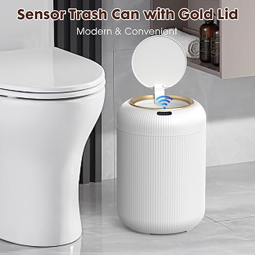 Procade Motion Sensor Trash Can with Lid, 3 Gallon Electric Bathroom Garbage can, Small White Wastebasket Touchless Trash Bin,Automatic Mini Trashcan for Bedroom,Toilet, Office, rv, Living Room