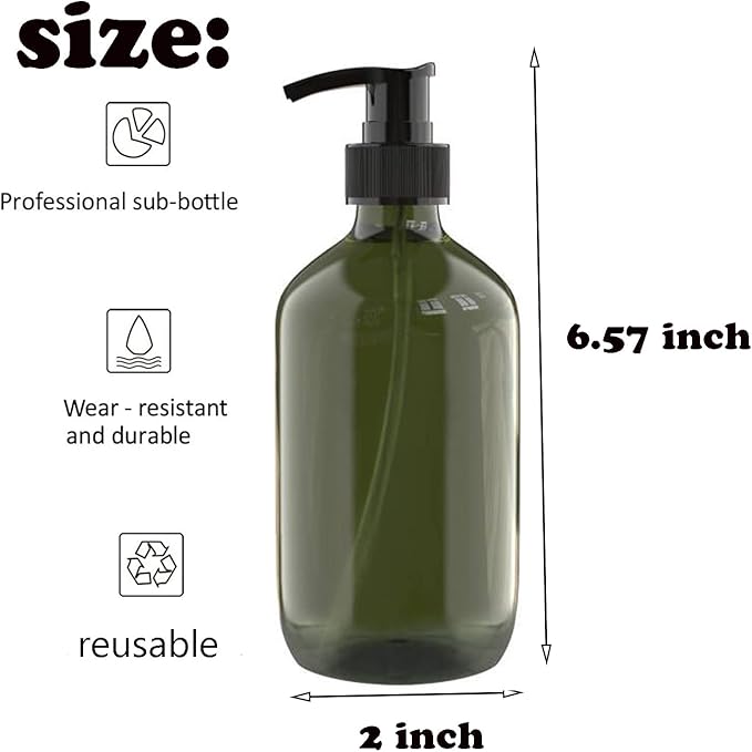 2 PCS 10 OZ Pump Bottle Plastic Pump Lotion Dispenser Empty Bottles Refillable Plastic Containers for Shampoo Lotion Body Wash, Creams, Moisturizer, Massage Oil, Multicolor
