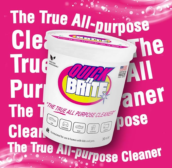 Quick 'n Brite All Purpose Cleaning Paste – Kid & Pet Safe, Powerful Multi-Surface Cleaner for Kitchens, Carpets, BBQ, Tubs & More – 32 oz Biodegradable