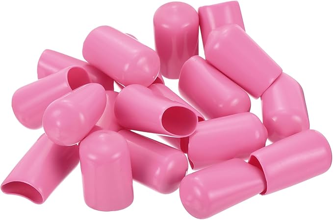 uxcell 20pcs Rubber End Caps 12mm(1/2 inch) ID Vinyl PVC Round Tube Bolt Cap Cover Screw Thread Protectors Pink