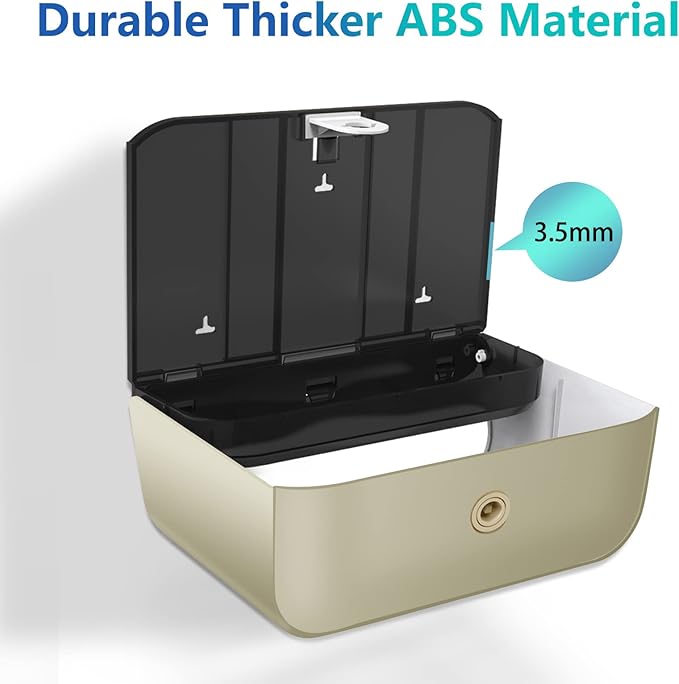 C-Fold Paper Towel Dispenser for Bathroom: Compact 200 Sheets Large Capacity for Multifold Hand Towel, No-Hole Installation Adhesive Paper Towel Holder Wall Mount - Gold