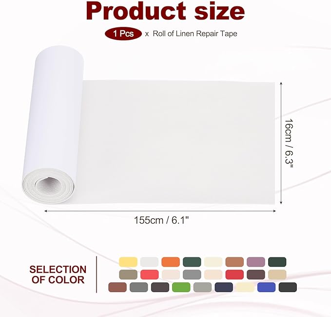 PATIKIL Leather Patches Tape for Furniture, 6.3 x 61 Inch Self Adhesive Vinyl Leather Repair Kit Cover Sheet for Couch, Sofa, Car Seats, Office Chair, White