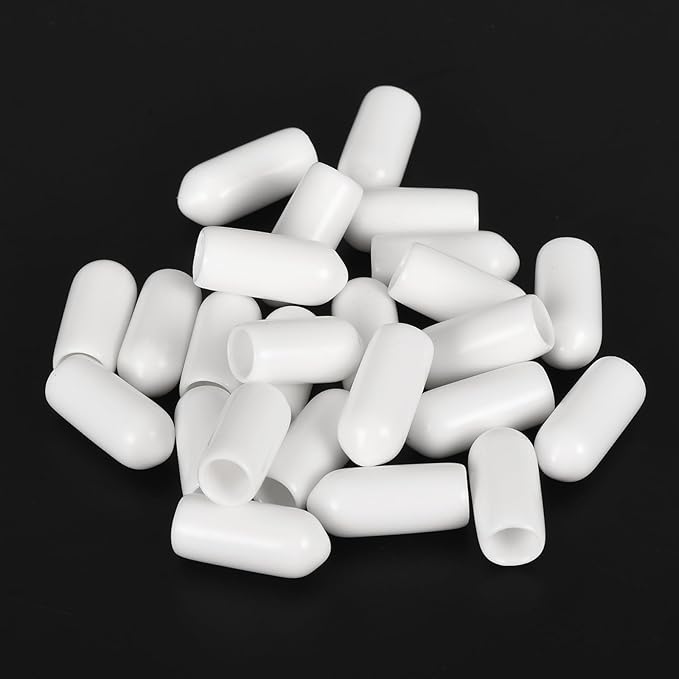 uxcell 20pcs Rubber End Caps 5.5mm ID Vinyl Round End Cap Cover Screw Thread Protectors White