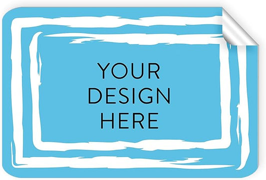 100 Custom Vinyl Stickers - Upload Your own Image, Text, Design, Logo - Personalized Logo Labels for Handmade, Packaging, Bottle, Jars, Candle, Brand Stickers (Blue Swirls, 4x2)