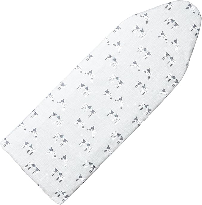 Over The Door Ironing Board Cover 13 x 37 inch, Small Iron Board Cover w 3 Layers Heat Reflective Thick Padding with Hook and Loop Fasteners (Gray Sheep)