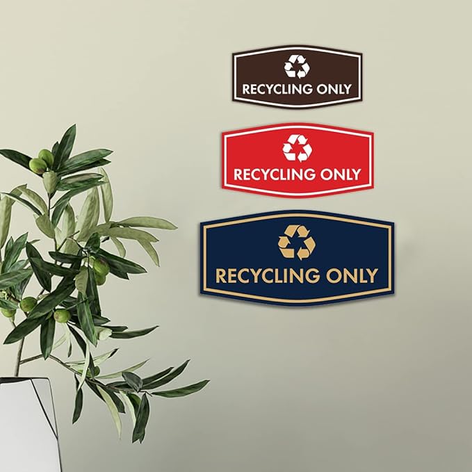Fancy Recycling Only Sign (White) - Medium