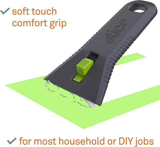 Slice 10593 Regular - Auto-retractable, Utility Scraper, Ceramic Blade Automatically Retracts, Rust Free, Finger Friendly, Soft-Touch Comfort Grips Reduce Strain, 1 Pack