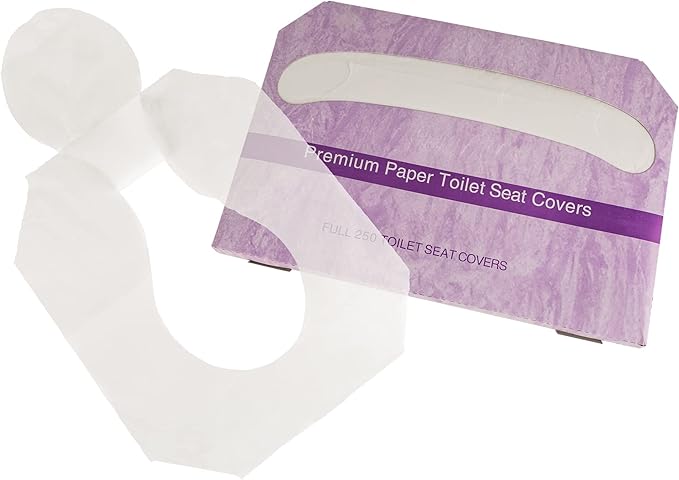 EZbrnd Premium Half-Fold Disposable Toilet Seat Covers, Flushable Paper Cover for Bathtoom, White, 250 Sheets x 20 pk