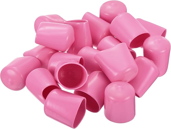 uxcell 20pcs Rubber End Caps 20mm ID Vinyl PVC Round Tube Bolt Cap Cover Screw Thread Protectors Pink